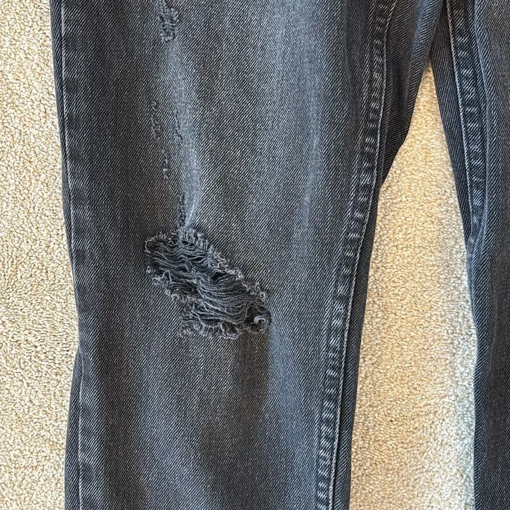 We The Free Black Button Fly High Rise Distressed Raw Hem Jeans Siz 24